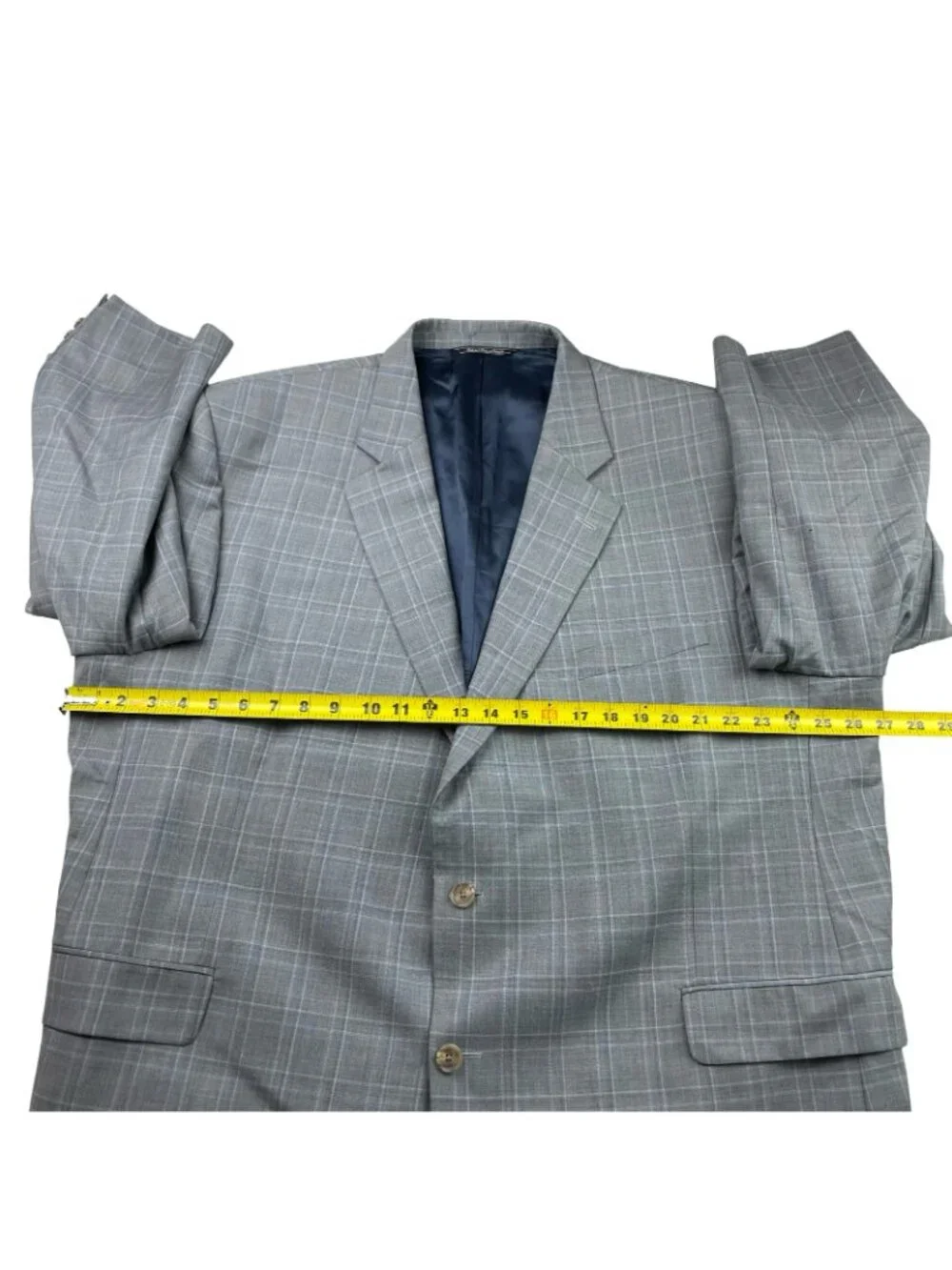Jack Victor Men's Luxor 100% Wool 2-Button Blazer Gray/Blue Plaid • 52R